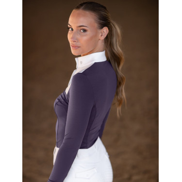 Polo de concurso Equestrian Stockholm Fine Line para mujer Violeta oscuro