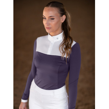 Polo de concurso Equestrian Stockholm Fine Line para mujer Violeta oscuro