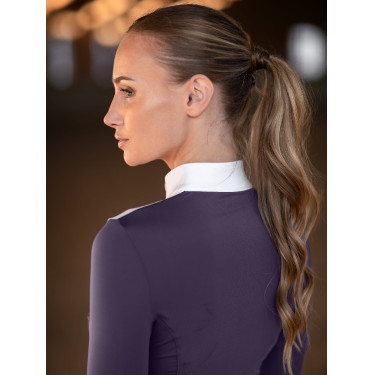 Polo de concurso Equestrian Stockholm Fine Line para mujer Violeta oscuro