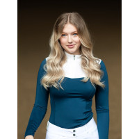 Polo de concurso Equestrian Stockholm Light Breeze para mujer de manga larga Pradera azul