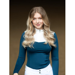 Polo de concurso Equestrian Stockholm Light Breeze para mujer de manga larga Pradera azul Polo de concurso Equestrian Stockholm Light Breeze para mujer de manga larga Pradera azul