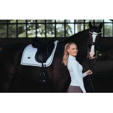 Polo de concurso Equestrian Stockholm Light Breeze para mujer de manga larga con protección UV Blanco perfección Polo de concurso Equestrian Stockholm Light Breeze para mujer de manga larga con protección UV Blanco perfección
