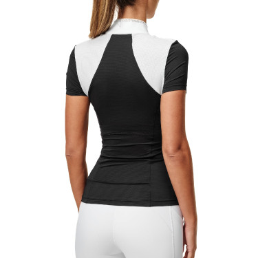 Polo de concurso Equestrian Stockholm Revenew de manga corta para mujer Edición negra Negro
