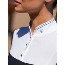 Polo de concurso Equestrian Stockholm Revenew de manga corta para mujer Edición negra Negro