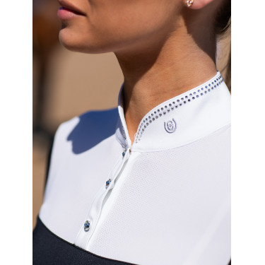 Polo de concurso Equestrian Stockholm Revenew de manga corta para mujer Edición negra Negro