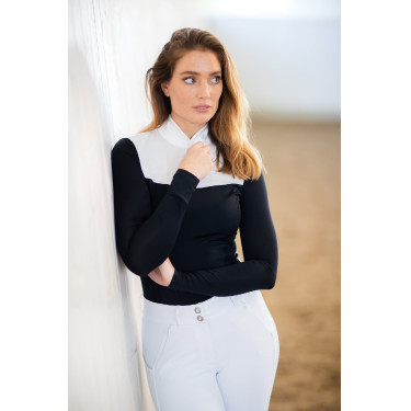 Polo de concurso Equestrian Stockholm Revenew de manga larga para mujer Edición negra Negro Polo de concurso Equestrian Stockholm Revenew de manga larga para mujer Edición negra Negro