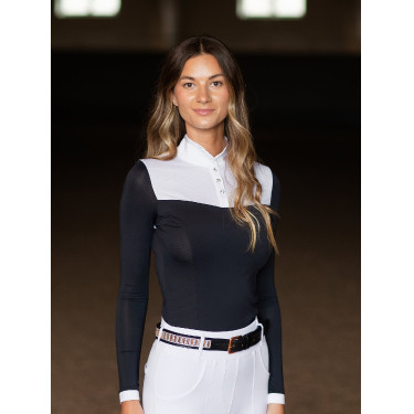 Polo de concurso Equestrian Stockholm Revenew de manga larga para mujer Océano oscuro