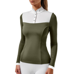Polo de concurso Equestrian Stockholm Revenew de manga larga para mujer Valle impactante Verde