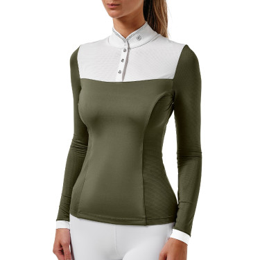 Polo de concurso Equestrian Stockholm Revenew de manga larga para mujer Valle impactante Verde