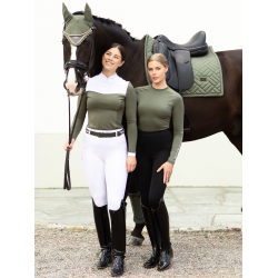 Polo de concurso Equestrian Stockholm Revenew de manga larga para mujer Valle impactante Verde