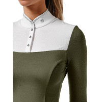 Polo de concurso Equestrian Stockholm Revenew de manga larga para mujer Edición negra Negro