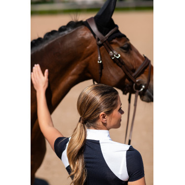 Polo de concurso de manga corta Equestrian Stockholm refined para mujer Marino Azul marino