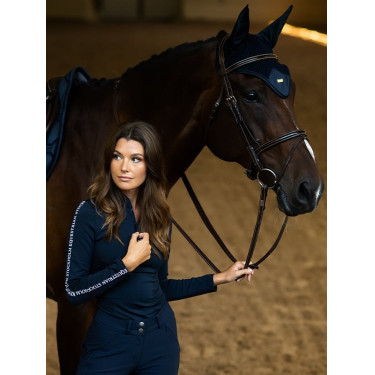 Polo de manga larga Equestrian Stockholm Power para mujer Tecnología moderna marina