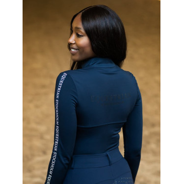 Polo de manga larga Equestrian Stockholm Power para mujer Tecnología moderna marina