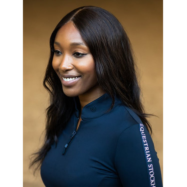 Polo de manga larga Equestrian Stockholm Power para mujer Tecnología moderna marina