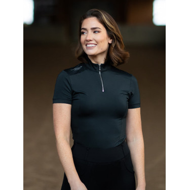 Polo UV Protection Equestrian Stockholm de manga corta para mujer Edición negra Negro
