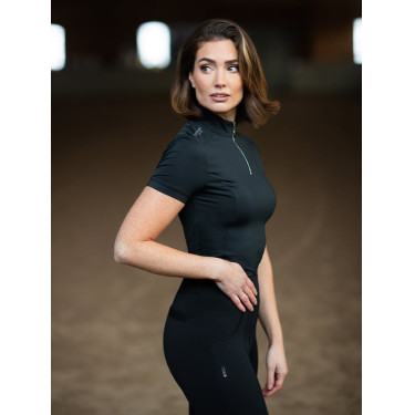 Polo UV Protection Equestrian Stockholm de manga corta para mujer Edición negra Negro