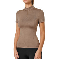 Polo UV Protection Equestrian Stockholm de manga corta para mujer Champán Beige