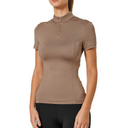Polo UV Protection Equestrian Stockholm de manga corta para mujer Champán Beige