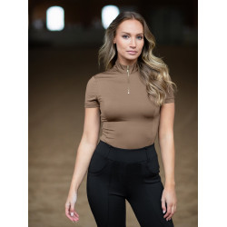 Polo UV Protection Equestrian Stockholm de manga corta para mujer Champán Beige
