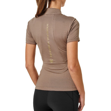 Polo UV Protection Equestrian Stockholm de manga corta para mujer Champán Beige