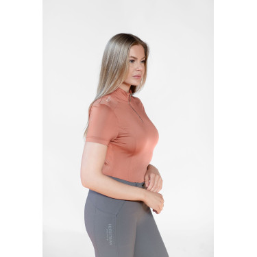 Polo UV Protection Equestrian Stockholm de manga corta para mujer Coral Rosa