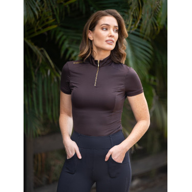 Polo UV Protection Equestrian Stockholm de manga corta para mujer Marrón dorado Marr&amp;amp;amp;oacute;n