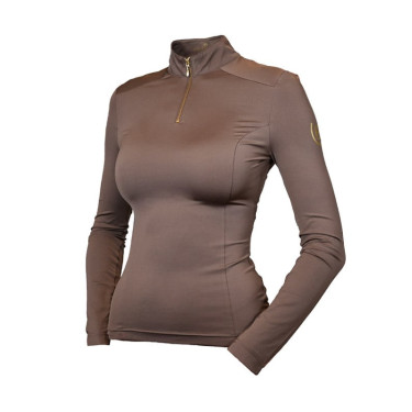 Polo UV Protection Equestrian Stockholm de manga larga para mujer Champán Beige