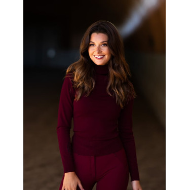 Jersey de cuello alto de punto Equestrian Stockholm para mujer Burdeos