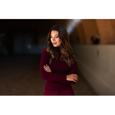 Jersey de cuello alto de punto Equestrian Stockholm para mujer Burdeos