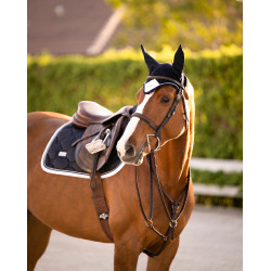 Manta de salto Equestrian Stockholm Borde blanco de medianoche Azul marino