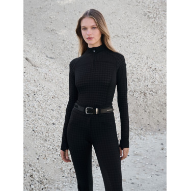 Top con cuello con cremallera LeMieux Aspen Patrón de pata de gallo