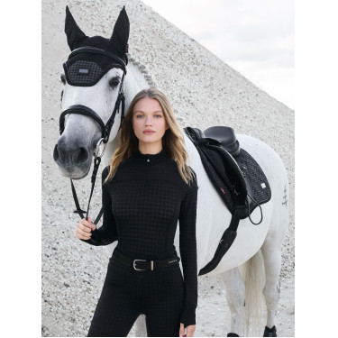 Top con cuello con cremallera LeMieux Aspen Patrón de pata de gallo