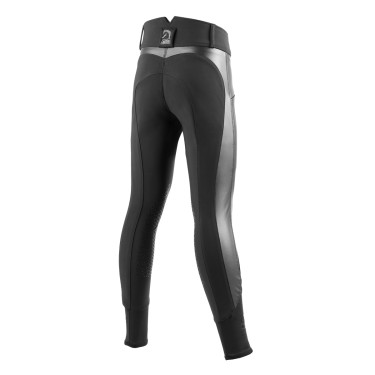 Pantalón de equitación para niña Tattini Verbena con inserciones de cuero ecológico Negro