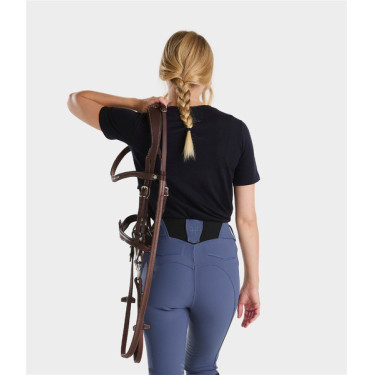 Camiseta de equitación Horse Pilot de lana merina para mujer Noche oscura Negro