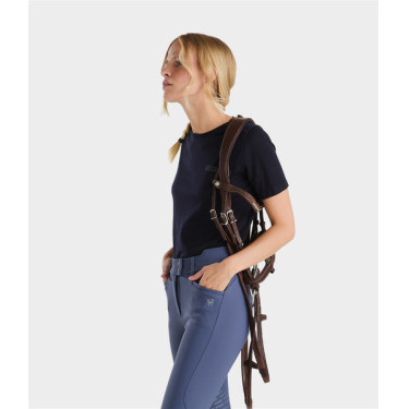 Camiseta de equitación Horse Pilot de lana merina para mujer Noche oscura Negro