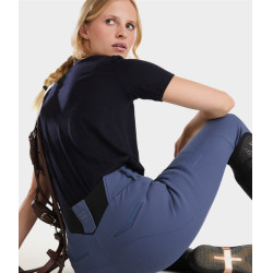 Camiseta de equitación Horse Pilot de lana merina para mujer Noche oscura Negro