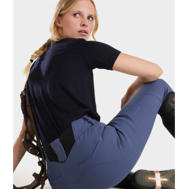 Camiseta de equitación Horse Pilot de lana merina para mujer Noche oscura Negro