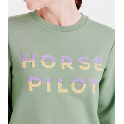 Sudadera de equitación Horse Pilot Team Shirt mujer Verde liso Sudadera de equitación Horse Pilot Team Shirt mujer Verde liso