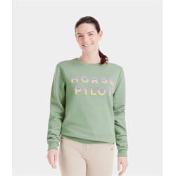 Sudadera de equitación Horse Pilot Team Shirt mujer Verde liso Sudadera de equitación Horse Pilot Team Shirt mujer Verde liso