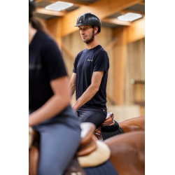 Camiseta de equitación Horse Pilot de lana merina para hombre Noche oscura Negro