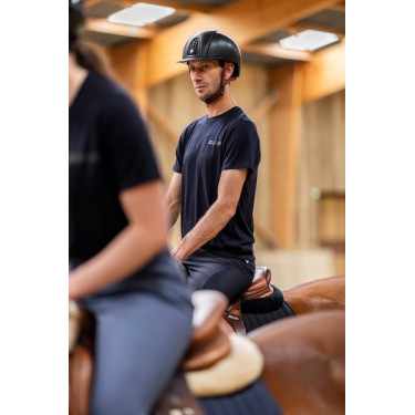 Camiseta de equitación Horse Pilot de lana merina para hombre Noche oscura Negro