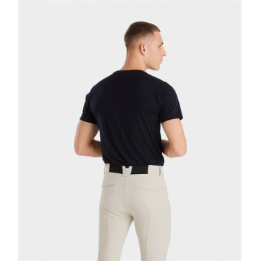 Camiseta de equitación Horse Pilot de lana merina para hombre Noche oscura Negro