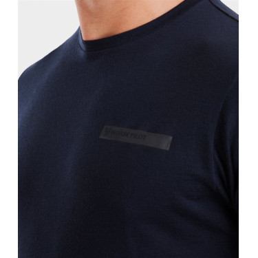 Camiseta de equitación Horse Pilot de lana merina para hombre Noche oscura Negro