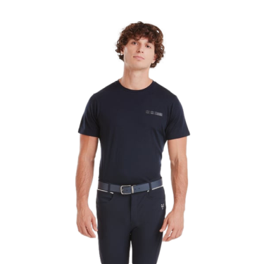 Camiseta de equitación Horse Pilot de lana merina para hombre Noche oscura Negro