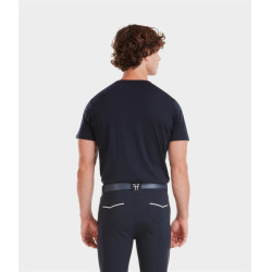 Camiseta de equitación Horse Pilot de lana merina para hombre Noche oscura Negro