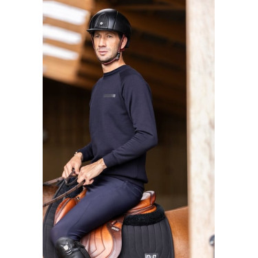 Sudadera de equitación Horse Pilot de lana merina para hombre Noche oscura Negro
