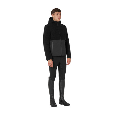 Chaqueta impermeable para hombre con inserciones de tejido Teddy Equestro Negro Chaqueta impermeable para hombre con inserciones de tejido Teddy Equestro Negro
