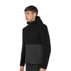 Chaqueta impermeable para hombre con inserciones de tejido Teddy Equestro Negro Chaqueta impermeable para hombre con inserciones de tejido Teddy Equestro Negro