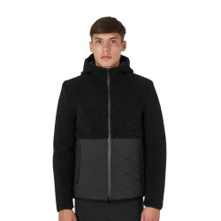 Chaqueta impermeable para hombre con inserciones de tejido Teddy Equestro Negro Chaqueta impermeable para hombre con inserciones de tejido Teddy Equestro Negro